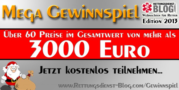 Mega Gewinnspiel - Weihnachten für Retter | Über 60 Preise im Gesamtwert von über 3000 Euro | Jetzt kostenlos teilnehmen auf Rettungsdienst-Blog.com/Gewinnspiel